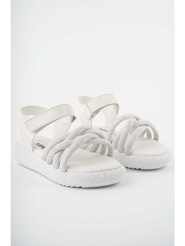 JAZZ Günlük Ortopedik Hafif Taban Örgü Detaylı Cırtlı Kız Çocuk Sandalet - Görsel 2