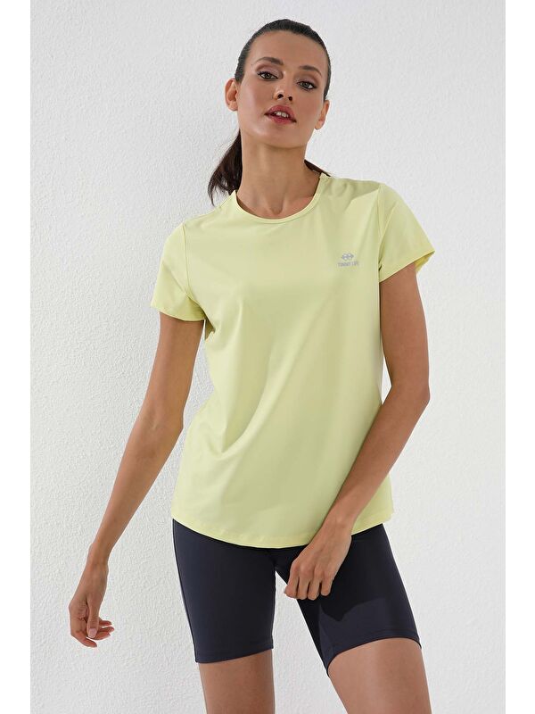 Tommylife Limon Basic Kısa Kol Standart Kalıp O Yaka Kadın Tişört - 97144