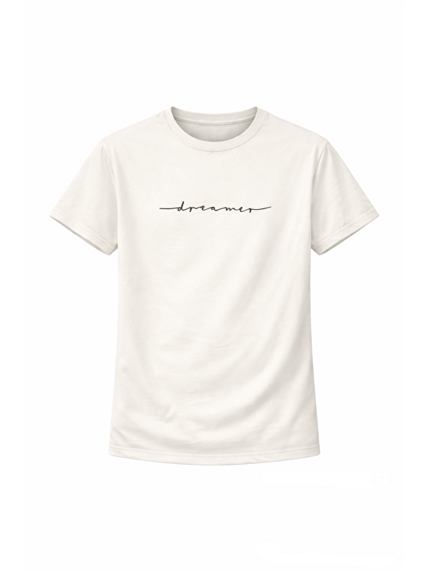 Jane's Erkek Bisiklet Yaka Baskılı Oversize T-Shirt - Beyaz