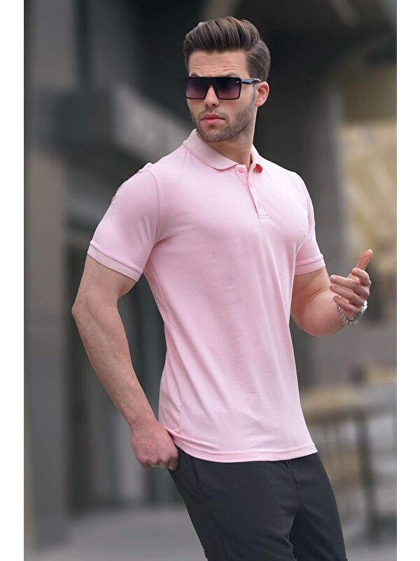 Madmext Pembe Regular Fit Erkek Polo Yaka Tişört 6105