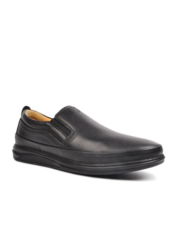 478 Siyah Erkek Hakiki Deri Slip On Ayakkabı - Görsel 4