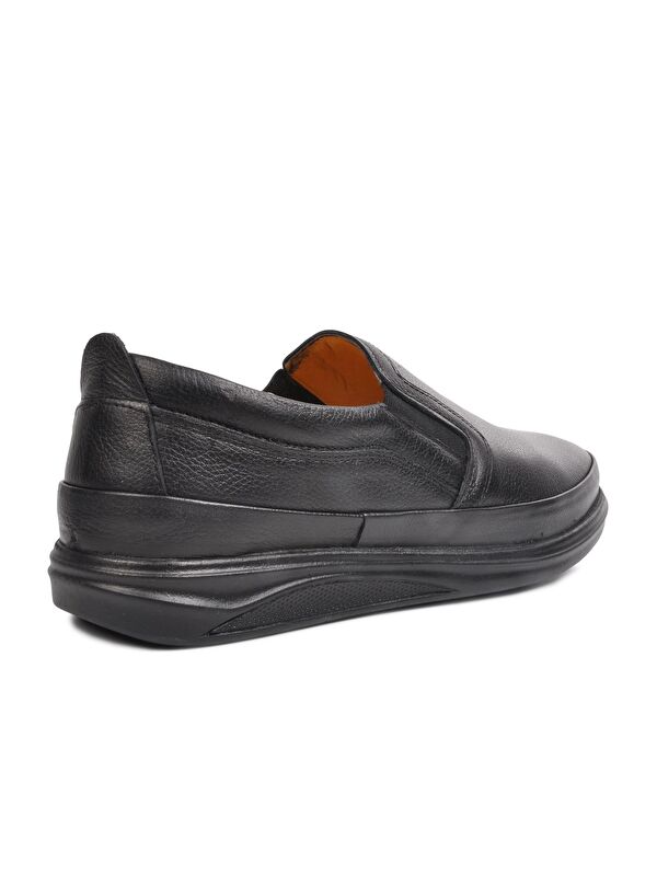 478 Siyah Erkek Hakiki Deri Slip On Ayakkabı - Görsel 5