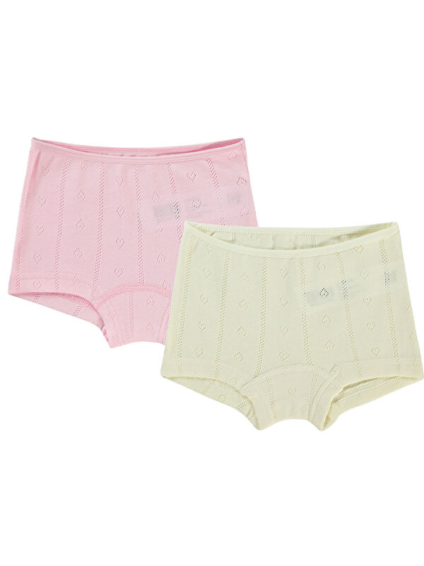 Civil Girls Kız Çocuk 2'li Boxer Set 2-10 Yaş Ekru-Pembe