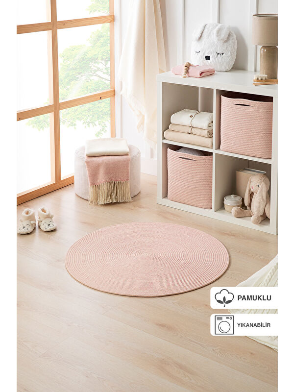 Ocean Home Textile Yıkanabilir Yuvarlak Halı Kilim 80 cm