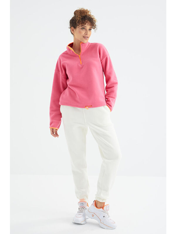 Tommylife Ekru Yüksek Bel Rahat Form Basic Jogger Kadın Eşofman Alt - 94624