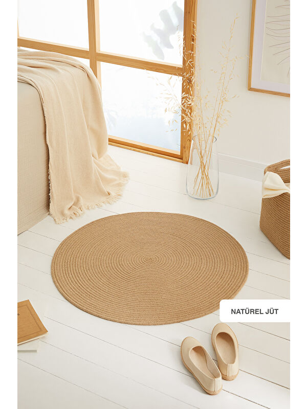 Ocean Home Textile Yuvarlak Jüt Halı Kilim 80 cm
