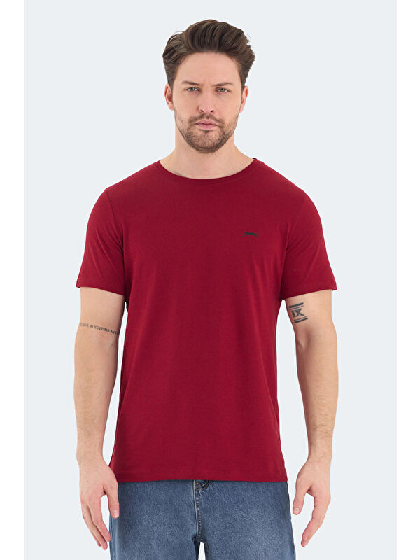 SLAZENGER ROSALVA Erkek %100 Pamuk Tişört Bordo