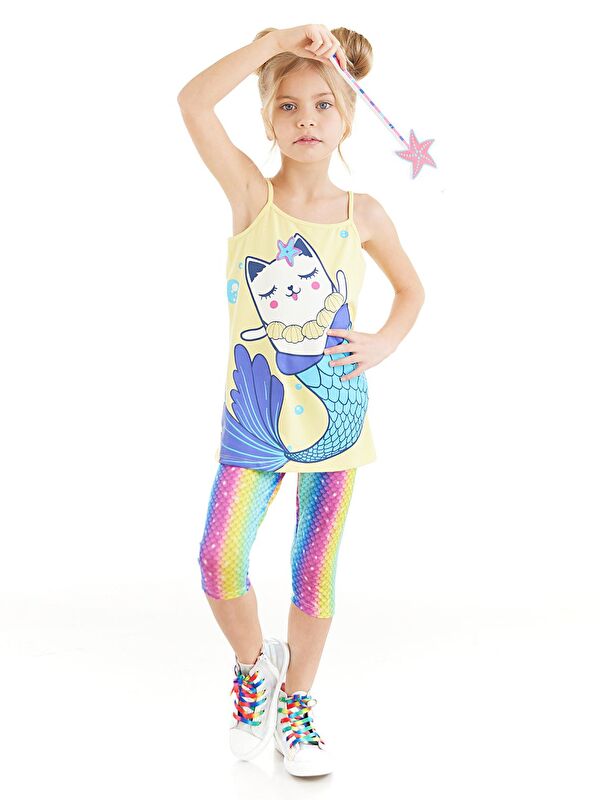 Denokids Deniz Kedisi Kız Çocuk Tunik Tayt Takım