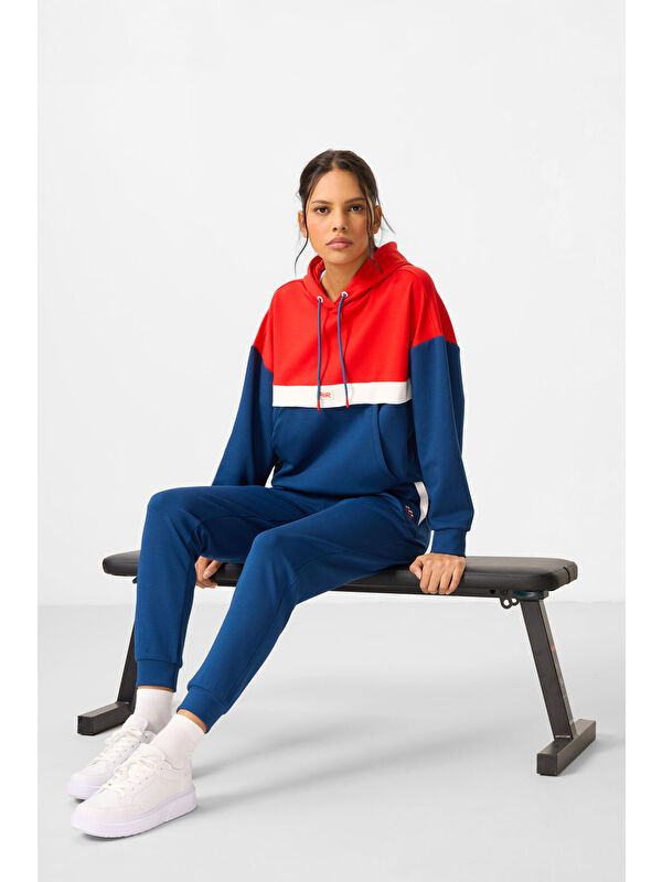 Tommylife Parlament Kapüşonlu Renk Bloklu Kadın Eşofman Takım - 95327