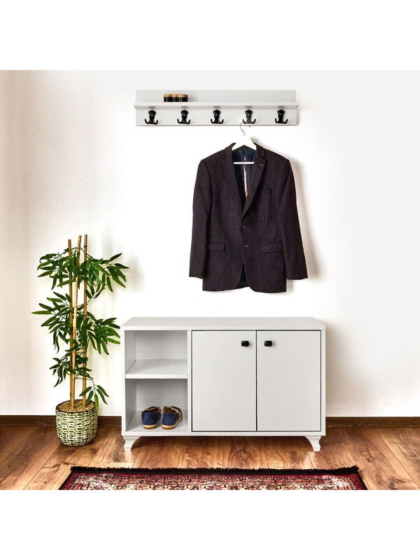 Eco Room Midilli Vestiyer Portmanto - Beyaz - 57x33x90 cm
