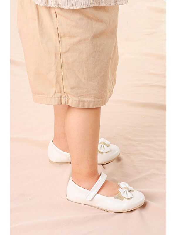 Taşlı Cırtlı Kız Çocuk Fiyonklu Babet Ayakkabı Ege 204 Cilt - Görsel 3