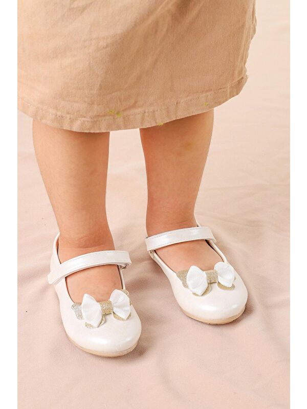 Taşlı Cırtlı Kız Çocuk Fiyonklu Babet Ayakkabı Ege 204 Cilt - Görsel 4