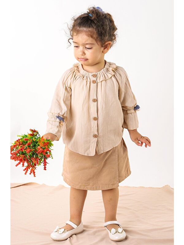 Taşlı Cırtlı Kız Çocuk Fiyonklu Babet Ayakkabı Ege 204 Cilt - Görsel 5