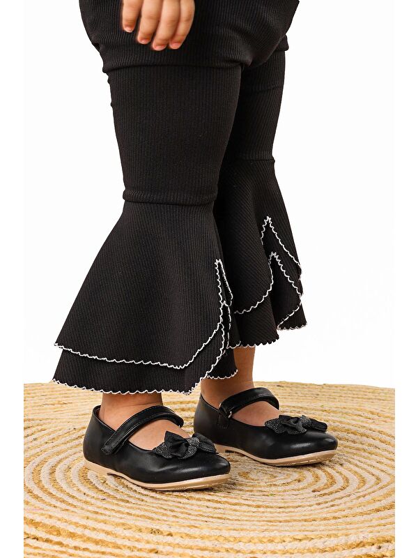 Taşlı Cırtlı Kız Çocuk Fiyonklu Babet Ayakkabı Ege 204 Cilt - Görsel 3