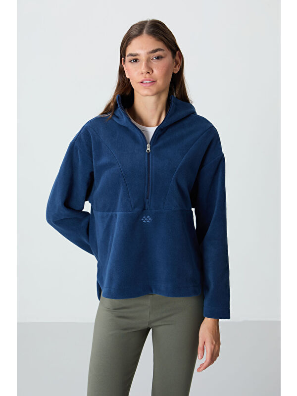 Tommylife Parlament Kalın Yumuşak Dokulu Kapüşonlu Oversize Nakışlı Polar Kadın Sweatshirt  97286
