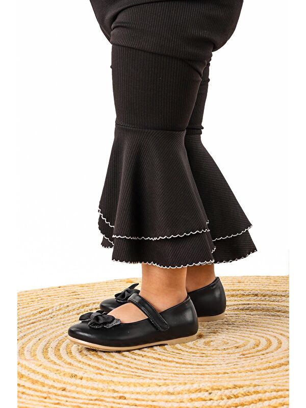 Taşlı Cırtlı Kız Çocuk Fiyonklu Babet Ayakkabı Ege 204 Cilt - Görsel 4