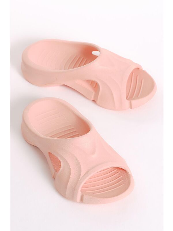 Unisex Pudra Desenli Kalın Tabanlı Eva Terlik - Görsel 4