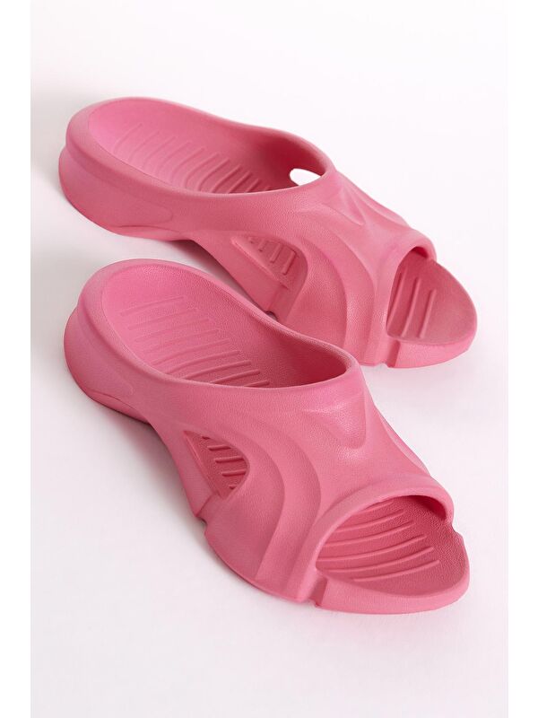 Unisex Fuşya Desenli Kalın Tabanlı Eva Terlik - Görsel 4