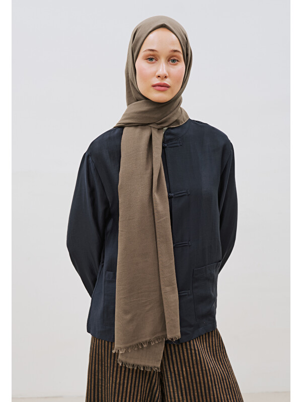 Fresh Scarfs İnce Pamuk Vual Şal Koyu Vizon