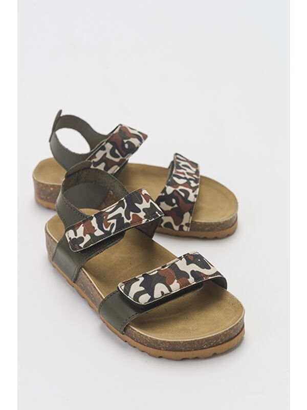 Erkek Çocuk Haki Deri Ortopedik Destekli Çocuk Sandalet - Görsel 3