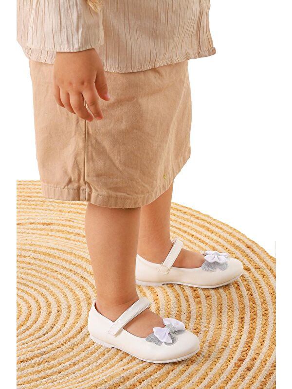 Taşlı Cırtlı Kız Çocuk Fiyonklu Babet Ayakkabı Ege 204 Cilt - Görsel 3