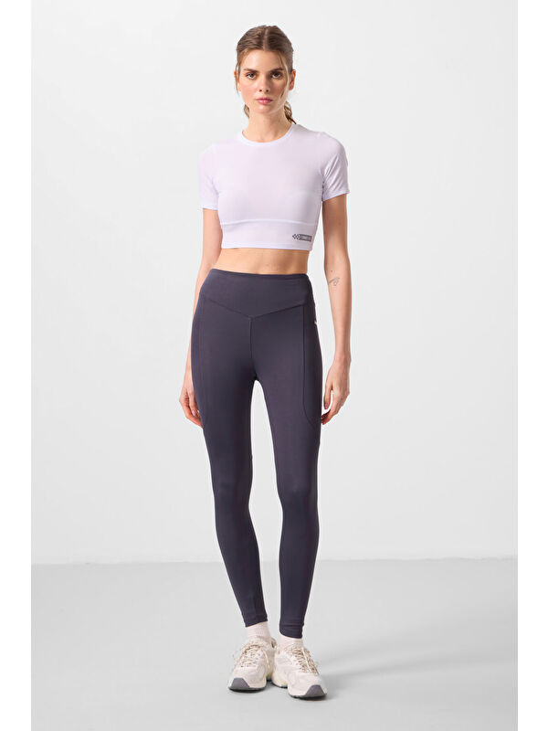 Tommylife Antrasit Polyester Standart Fit Esnek Performans Kadın Tayt - 94666