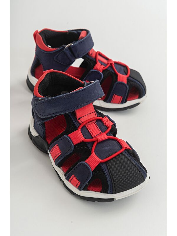 Unisex Çocuk Lacivert Deri Ortopedik Outdoor Çocuk Sandalet - Görsel 3