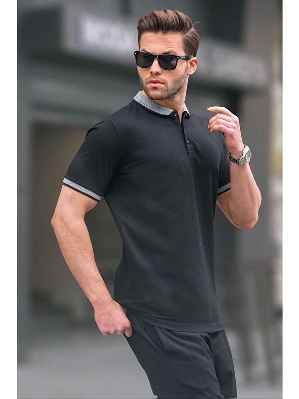 Madmext Siyah Regular Fit Erkek Polo Yaka Tişört 6105
