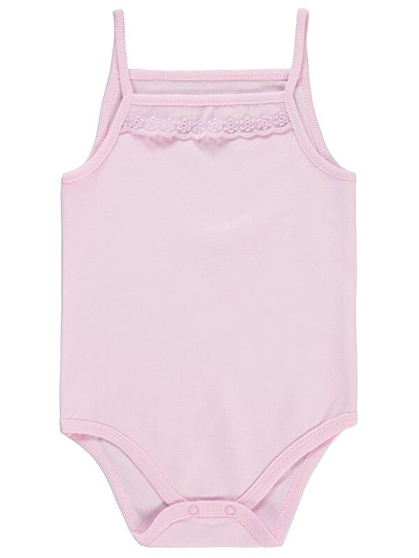 Civil Baby İp Askılı Dantelli Kız Çıtçıtlı Badi - Pembe 24-36 Ay