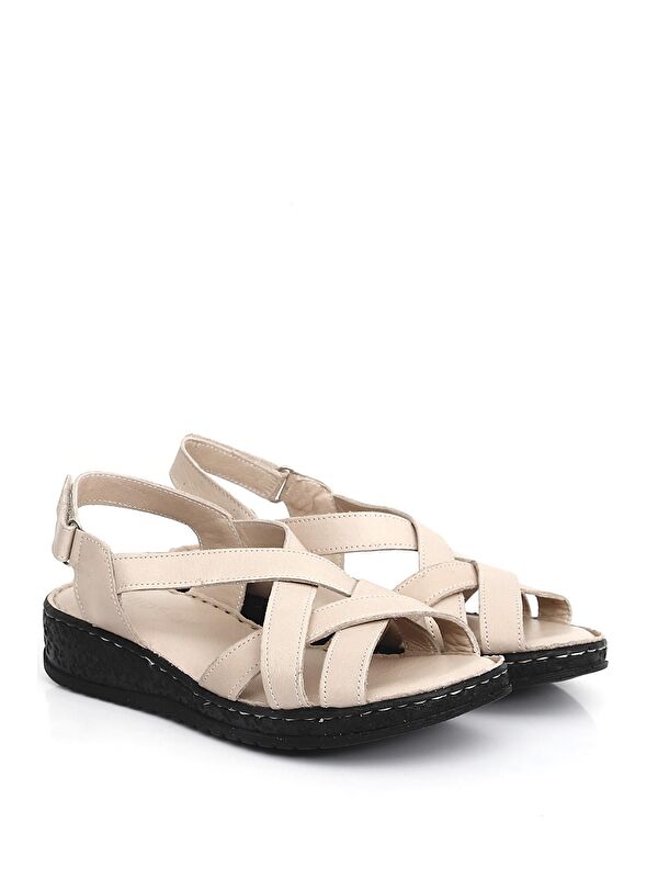 Gön Hakiki Deri Dolgu Taban Sandalet 45041 - Görsel 6