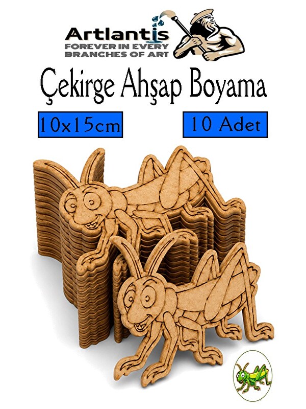 Artlantis Ahşap Boyama Böcekler 10 Adet 10x15cm Boyama Böcek Figürleri Etkinlik Çocuk Gelişim Motor Beceri