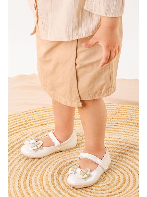 Cırtlı Kum Sim Fiyonklu Kız Çocuk Babet Ayakkabı Ege 202 Cilt - Görsel 3