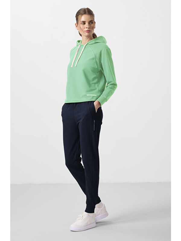Tommylife Su Yeşili-Lacivert Kapüşonlu Oversize Kadın Eşofman Takım - 95336