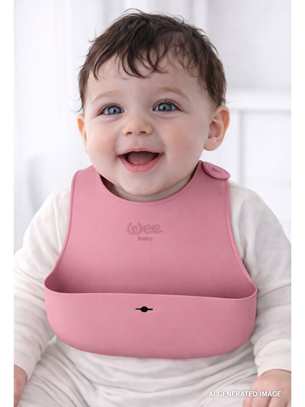 WEE BABY Nanninom Silikon Mama Önlüğü Pembe