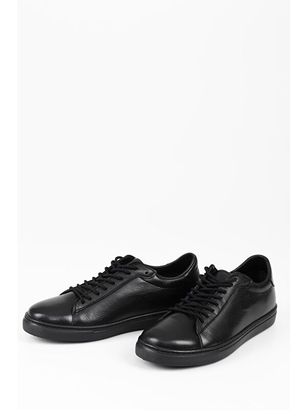 Hakiki Deri Yuvarlak Burun Bağcıklı Kadın Sneaker 24237 - Görsel 3