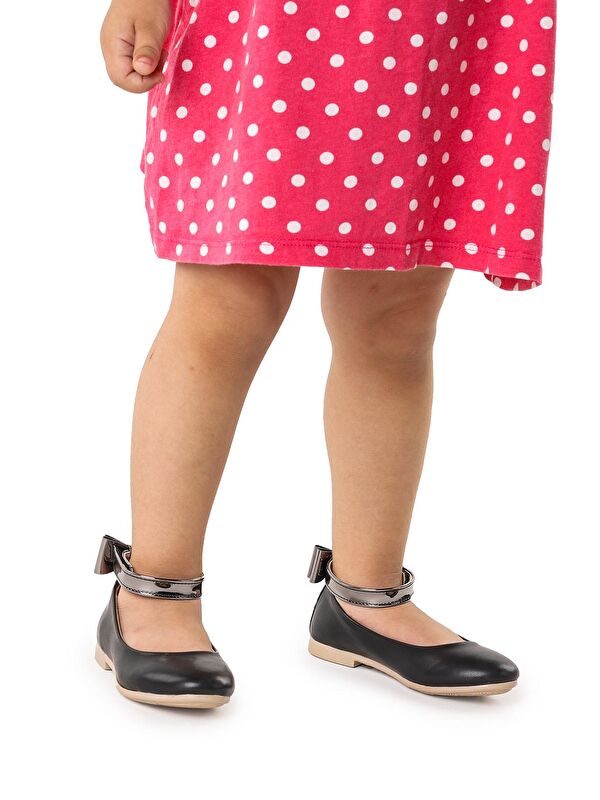 Cırtlı Kız Çocuk Fiyonklu Babet Ayakkabı Ege 205 Cilt Bilekten Bağlamalı - Görsel 3