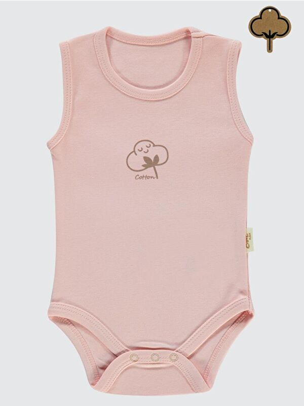 Civil Baby Organik Pamuklu 0-18 Ay Çıtçıtlı Badi - Pembe 0-1 Ay