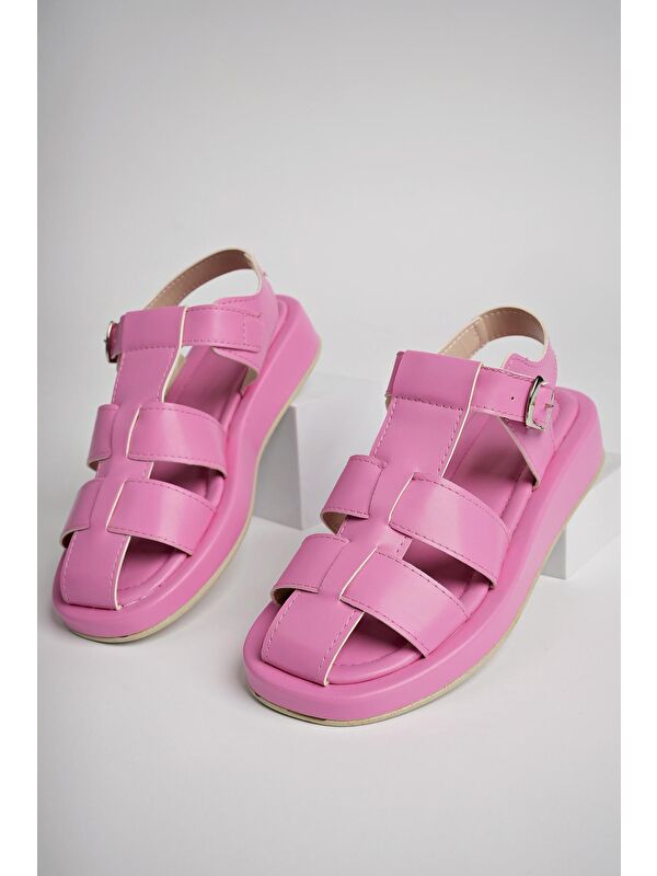 DOSSİ Dolgu Topuklu Bilekten Bağlamalı Tokalı Kadın Sandalet - Görsel 6