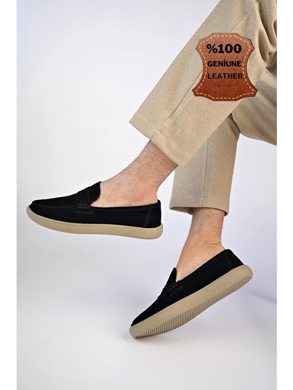 DENZEL Günlük Klasik Hakiki Deri Casual Rahat Ortopedik Bağcıksız Erkek Ayakkabı - Görsel 5