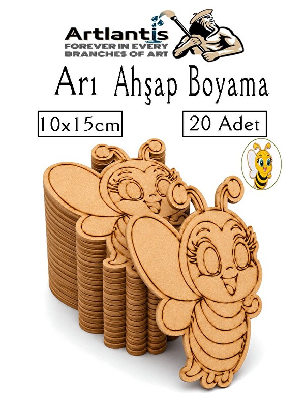 Artlantis Ahşap Boyama Böcekler 20 Adet 10x15cm Boyama Böcek Figürleri Etkinlik Çocuk Gelişim Motor Beceri