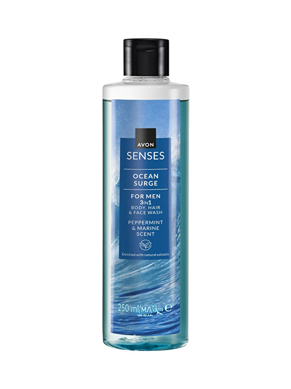 AVON Senses Ocean Surge Nane ve Deniz Kokulu Saç ve Vücut için Erkek Duş Jeli 250 Ml.