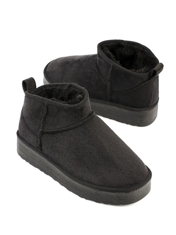 Kalın Tabanlı Yuvarlak Burunlu Kürklü Kısa Kadın Bot - Görsel 3