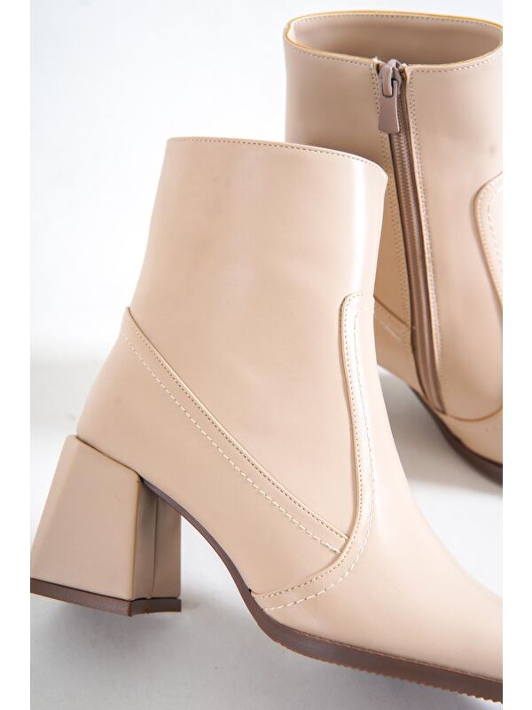 Küt Burunlu Yandan Fermuarlı Kadın Bot - Görsel 5