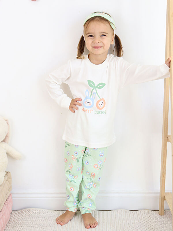 Luggi Baby Bisiklet Yaka Baskılı Kız Bebek Pijama Takımı