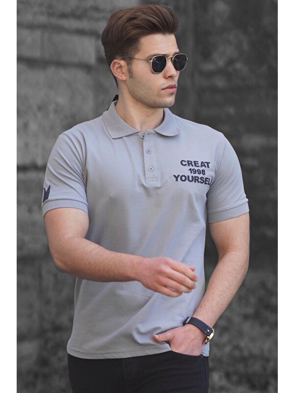 Madmext Gri Polo Yaka Erkek Tişört 5247
