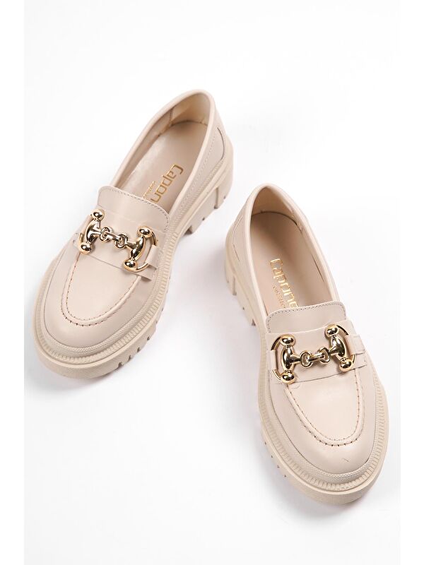 Denni Oval Burunlu Metal Tokalı Trak Tabanlı Kadın Loafer - Görsel 7