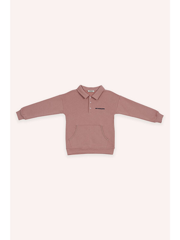 Panço Erkek Çocuk Yakalı Gül Rengi Sweatshirt