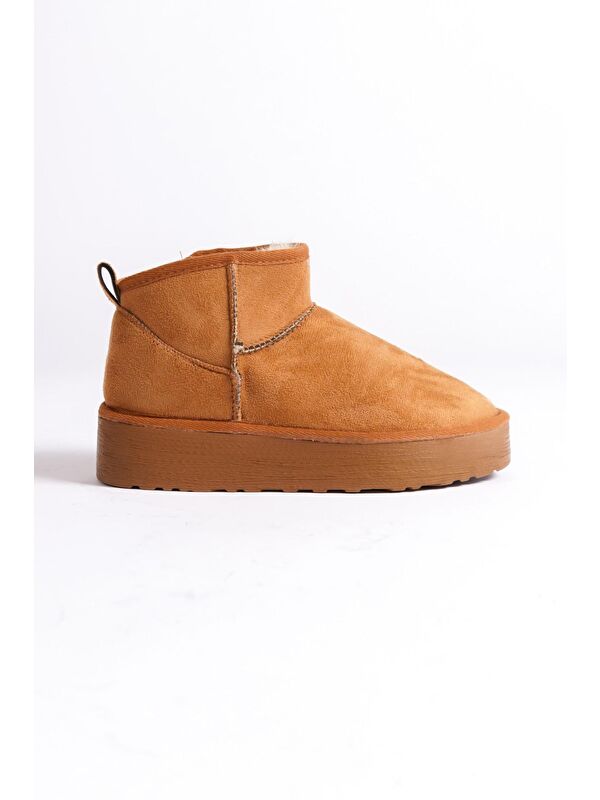 Kalın Tabanlı Yuvarlak Burunlu Kürklü Kısa Kadın Bot - Görsel 4