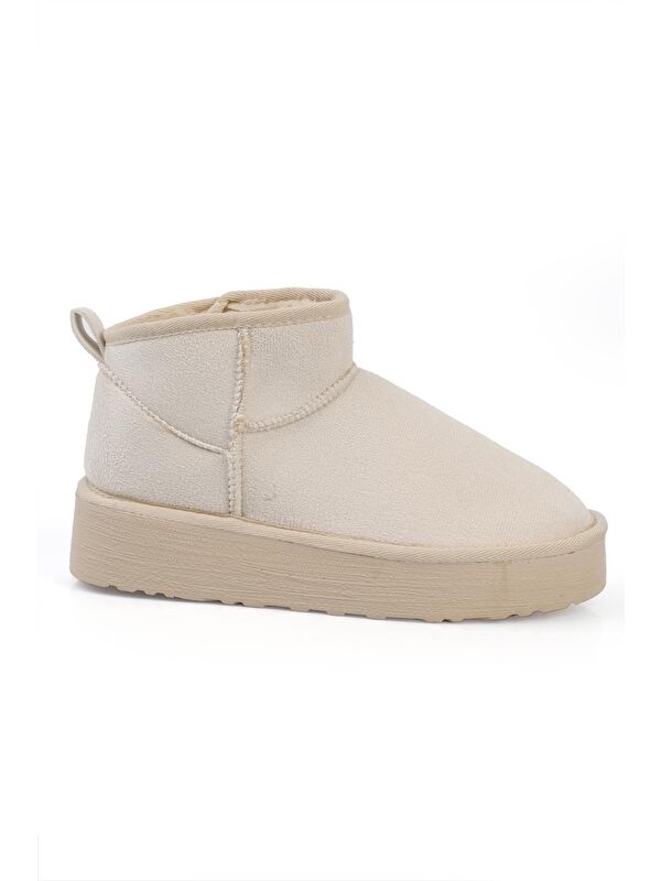 Kalın Tabanlı Yuvarlak Burunlu Kürklü Kısa Kadın Bot - Görsel 4