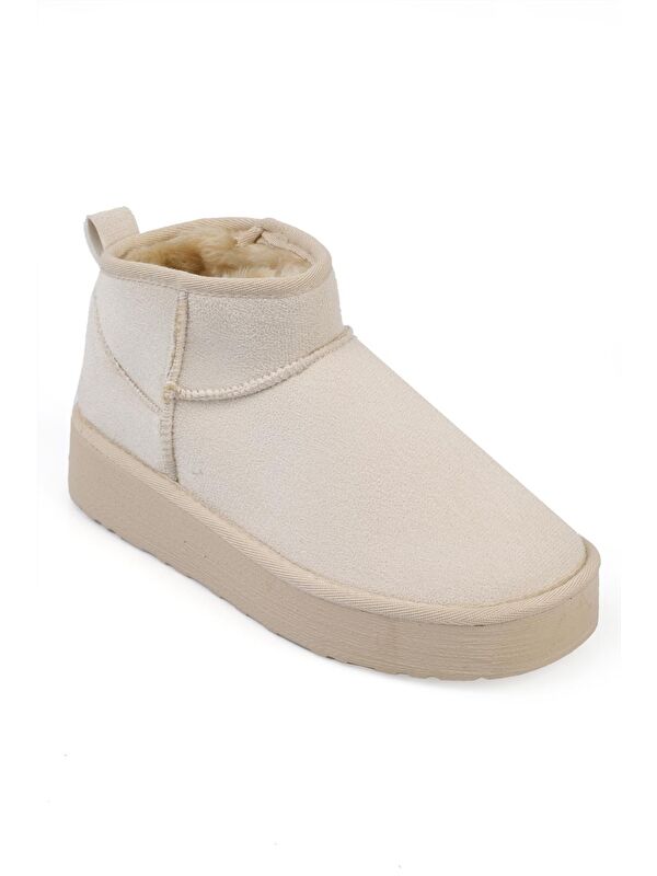 Kalın Tabanlı Yuvarlak Burunlu Kürklü Kısa Kadın Bot - Görsel 5